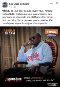 Capture d'écran Facebook compte officiel de Sidiki Diabaté