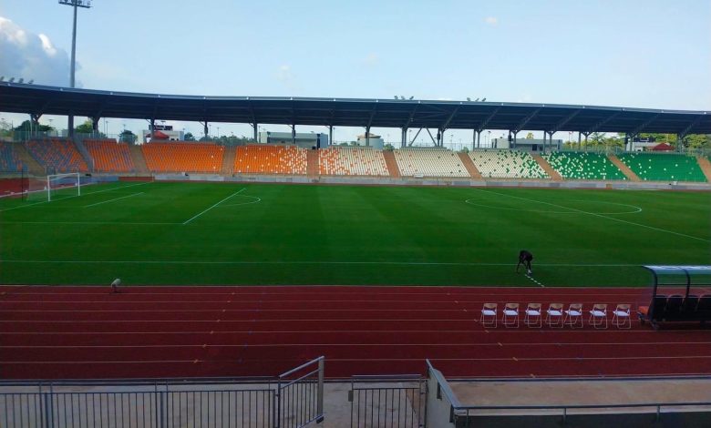 Le nouveau stade de Yamoussoukro. Photo prise le jeudi 02 juin 2022. Lieu de la rencontre du prochain match de la côte d'ivoire.