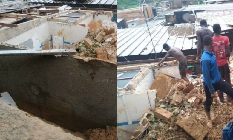 Éboulement de terrain sur des habitations dans le quartier Mossikro à Abidjan.