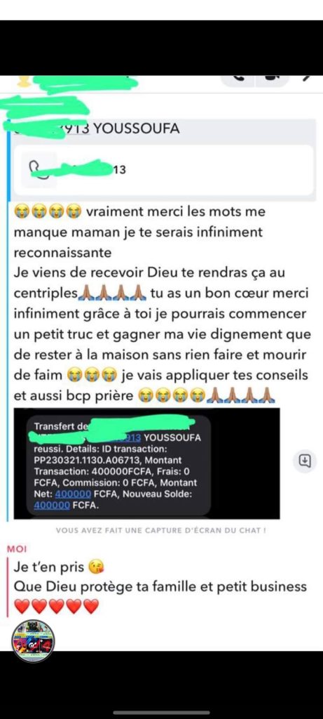 Croqueuse de Diamant offre de l'argent à ses abonnés 