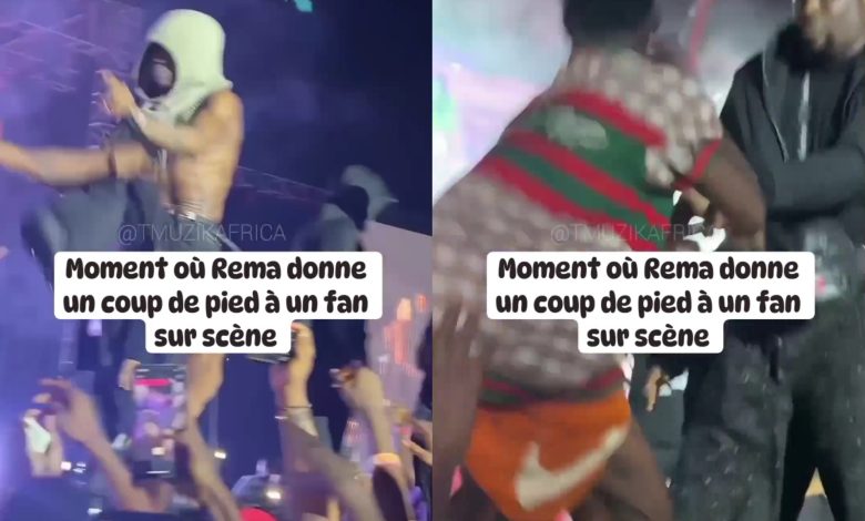 Rema donne coup de pied à un fan